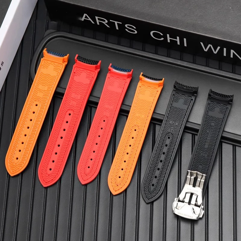 20mm 21mm 22mm Black Blue Orange Fabric Nylon Rubber WatchBand For Omega Seamaster 300 9900 Ocean Watchband Tools Silicone Stra