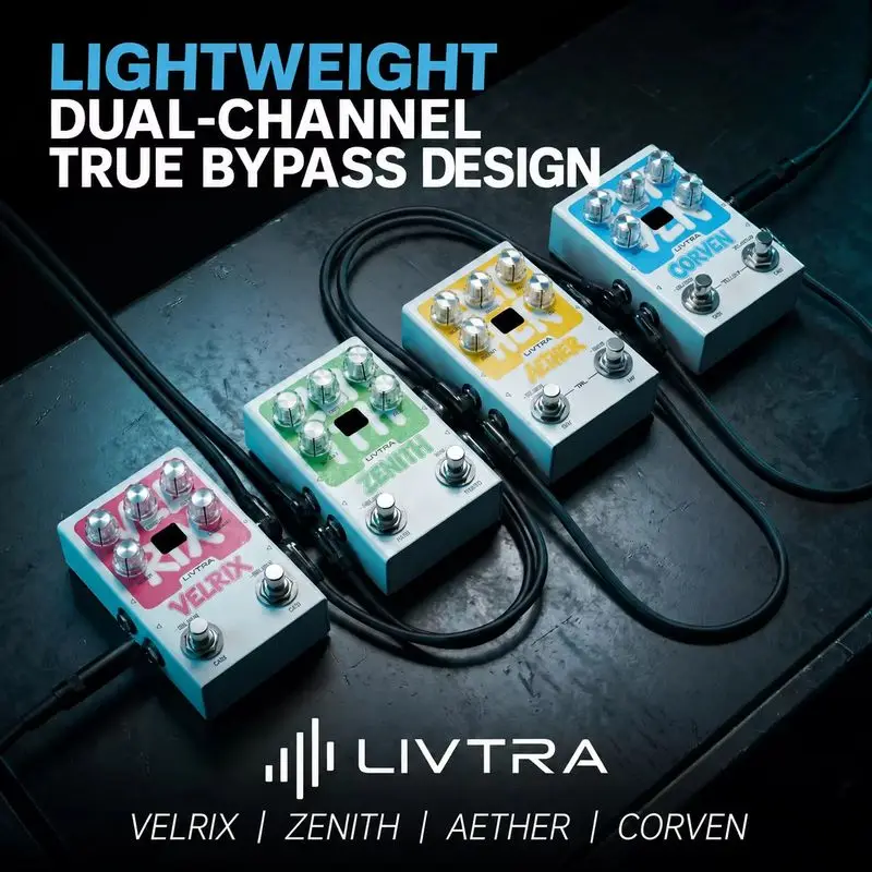 Livtra Corven, pédale d’effet de distorsion stéréo pour guitare, 9 algorithmes classiques, fonction True Bypass, pour guitare électrique et basse.
