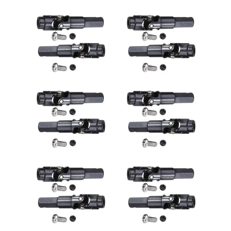FBIL-12 Pcs Metal Universal Drive Shaft For WPL C14 C24 C34 C44 B14 B16 B24 B36 1/16 RC Car Parts