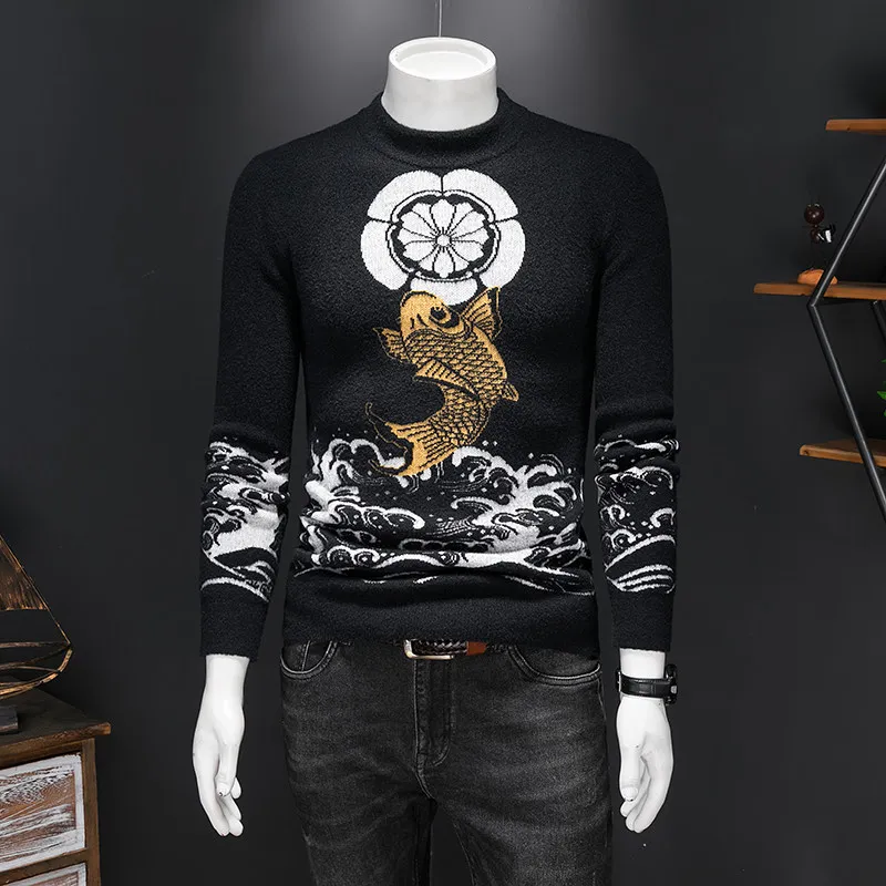 Luxury Clothing Copies For Men Black White Color Contrast Fashion Knitted Sweater For Men Sweaters Mens Luxury Clothing Replicas