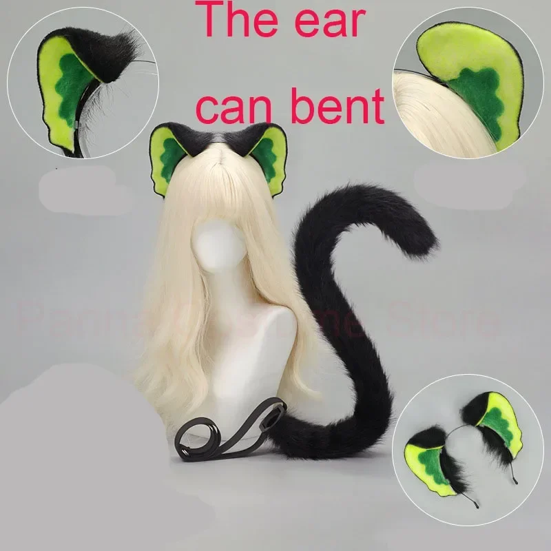 لوه شياوهي القط تأثيري أغطية الرأس للرجل امرأة الفرسان الأخضر الأسود أفخم الأذن هيرباند فستان الحفلات الدعائم زي الملحقات