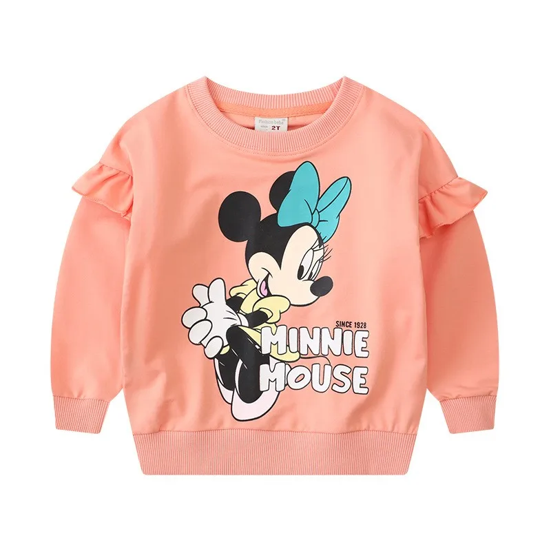 Spring Autumn Baby Girls Cartoon Minnie Mouse Cotton Sweatshirts Children Kids Long Sleeve Pullover Tops Tees Clothes 2-7 Years