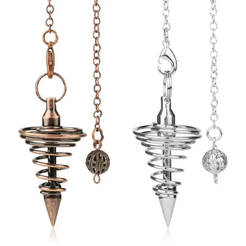 Dowsing Witch Spiritual Copper Pendulum Pointed Meditation Energy Spiral Metal For Women Girls