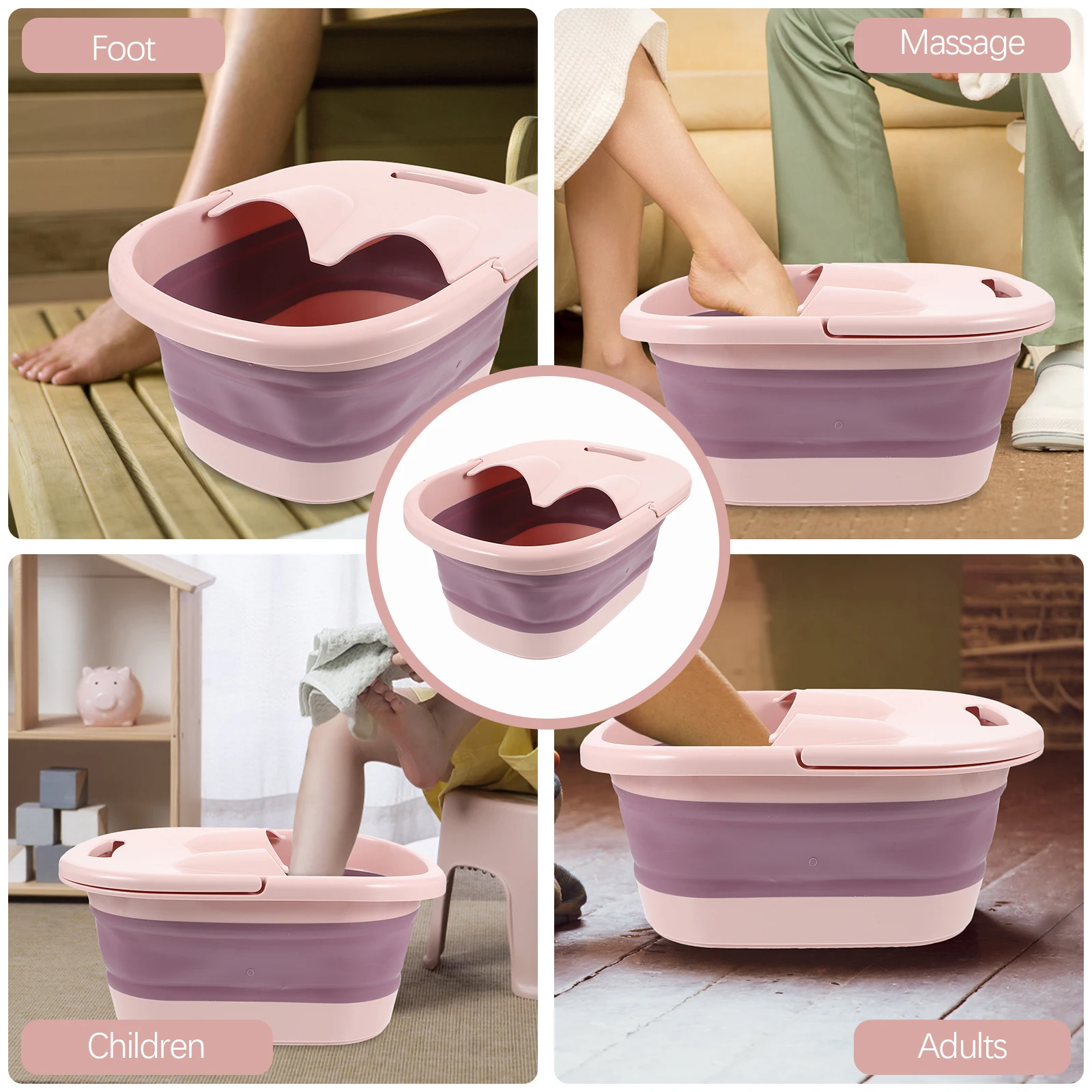 

Plastic Foldable Foot Bath Basin Durable Self Massage Reliable Material Non Deform Stable Comfortable Family Travel Foot Soak