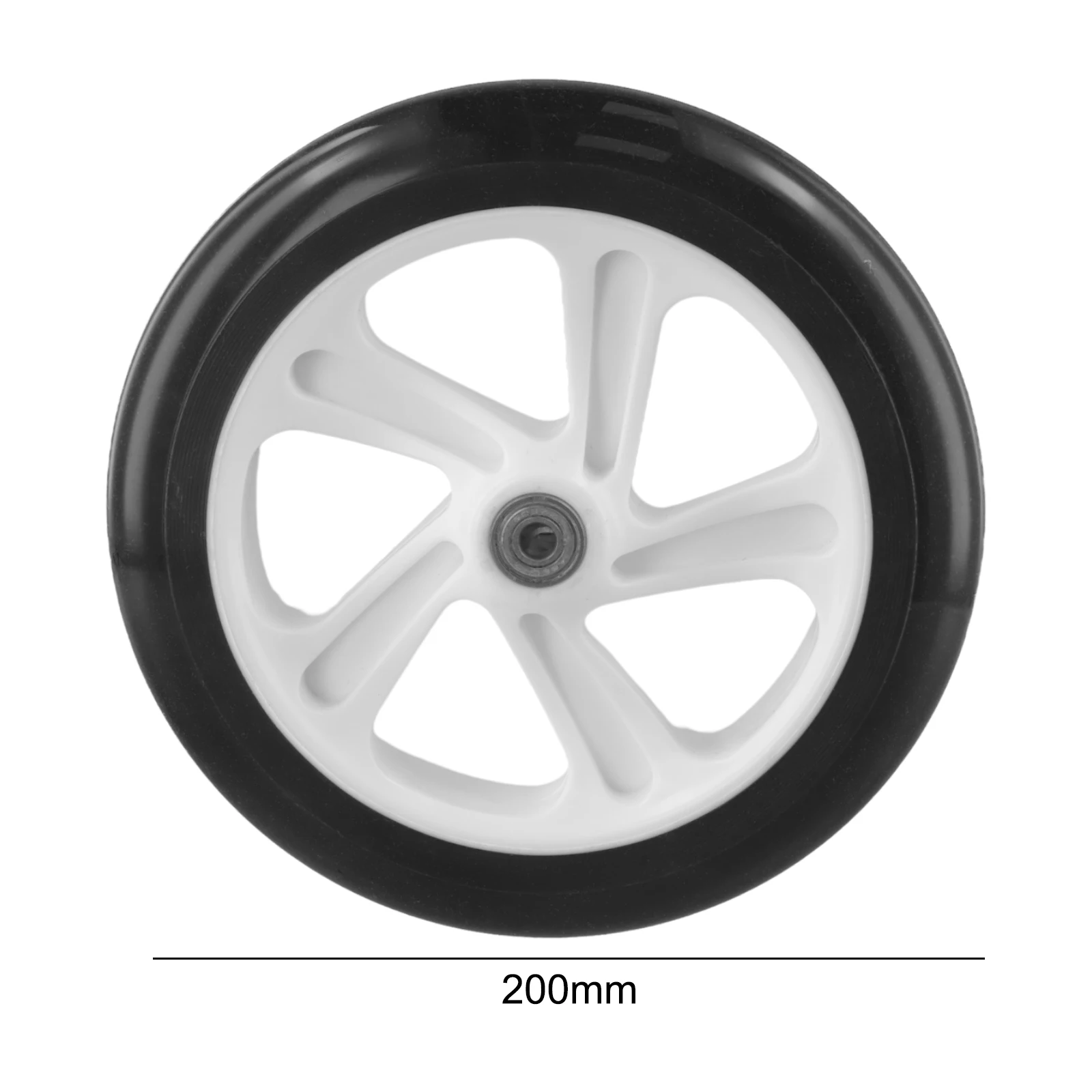 스쿠터 고탄성 휠, 스케이트보드 휠체어 앞 바퀴, 베어링 스쿠터 수정 부품, 200mm, 1 개