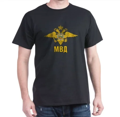 Russian Ministry of Internal Affairs Emblem T-Shirt. Summer Cotton Short Sleeve O-Neck Mens T Shirt
