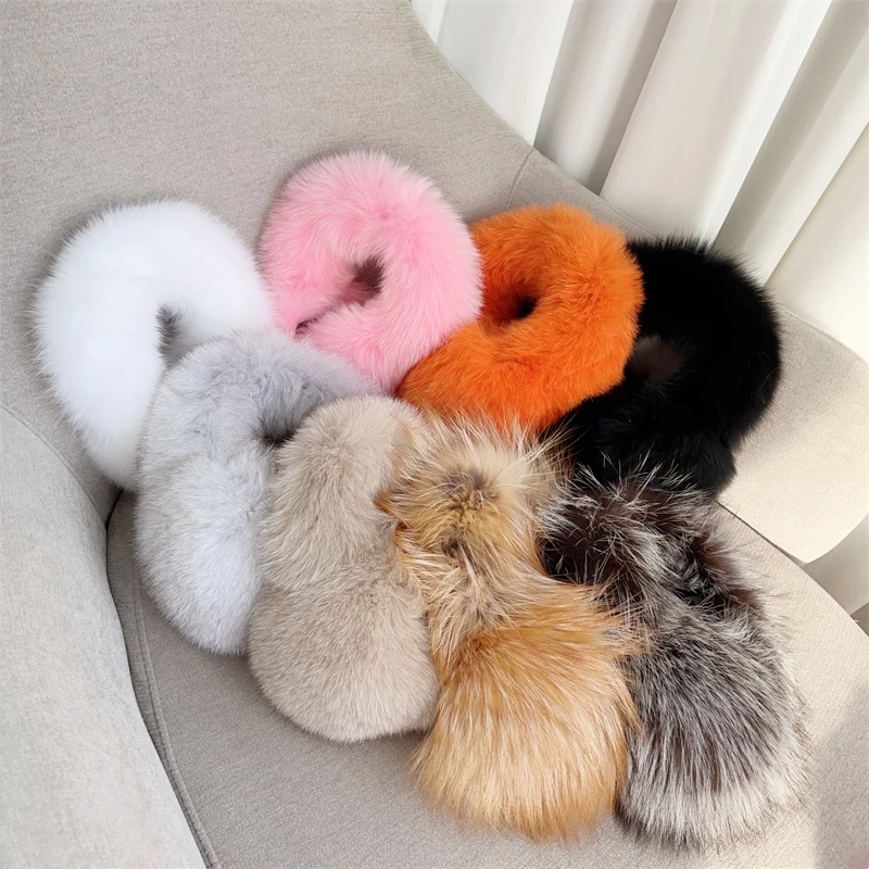 Real Fox Fur Earmuffs For Winter Women Warm Natural Raccoon Fur Earmuffs Girls Ear Warmer Genuine Fur Scarves Plush Ear Muff