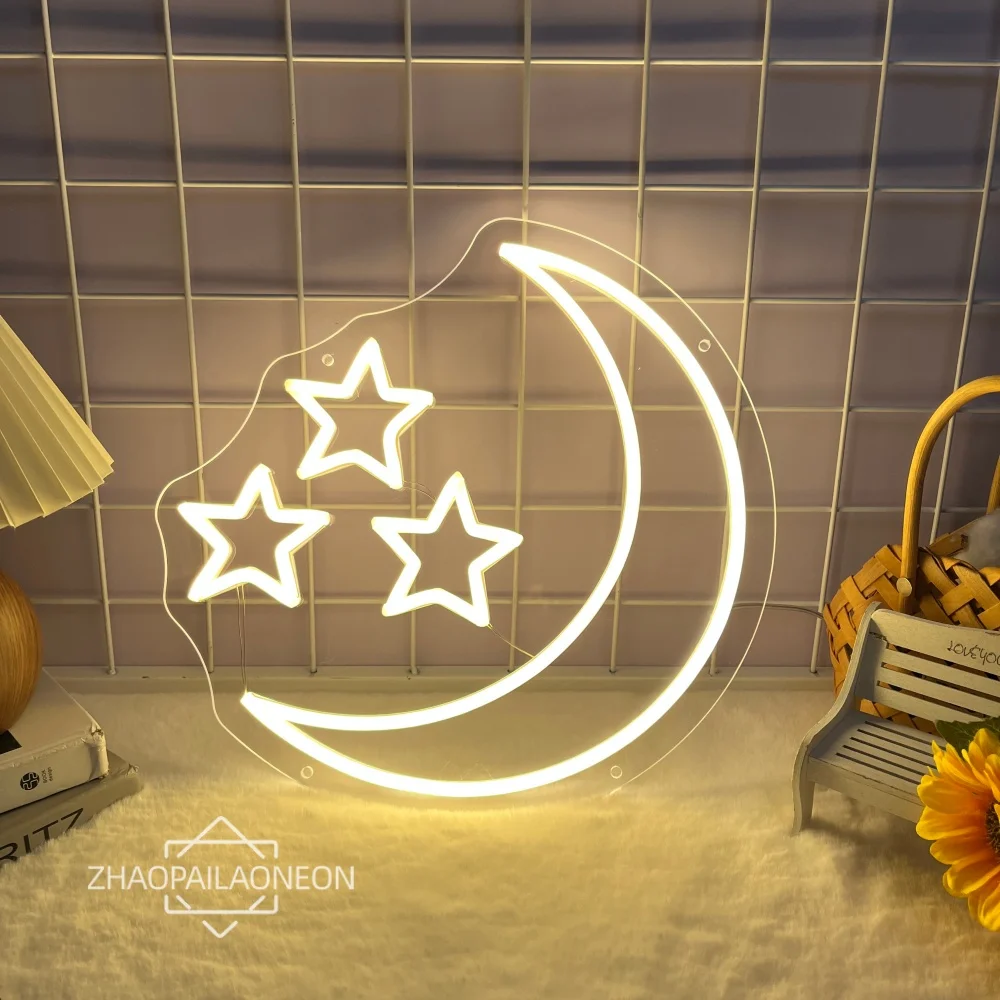 

Moon And Star Neon Sign Night Light Neon Led Sign USB Led Sign Home Bedroom Bar Shop Room Decoration Wall Hanging Decor