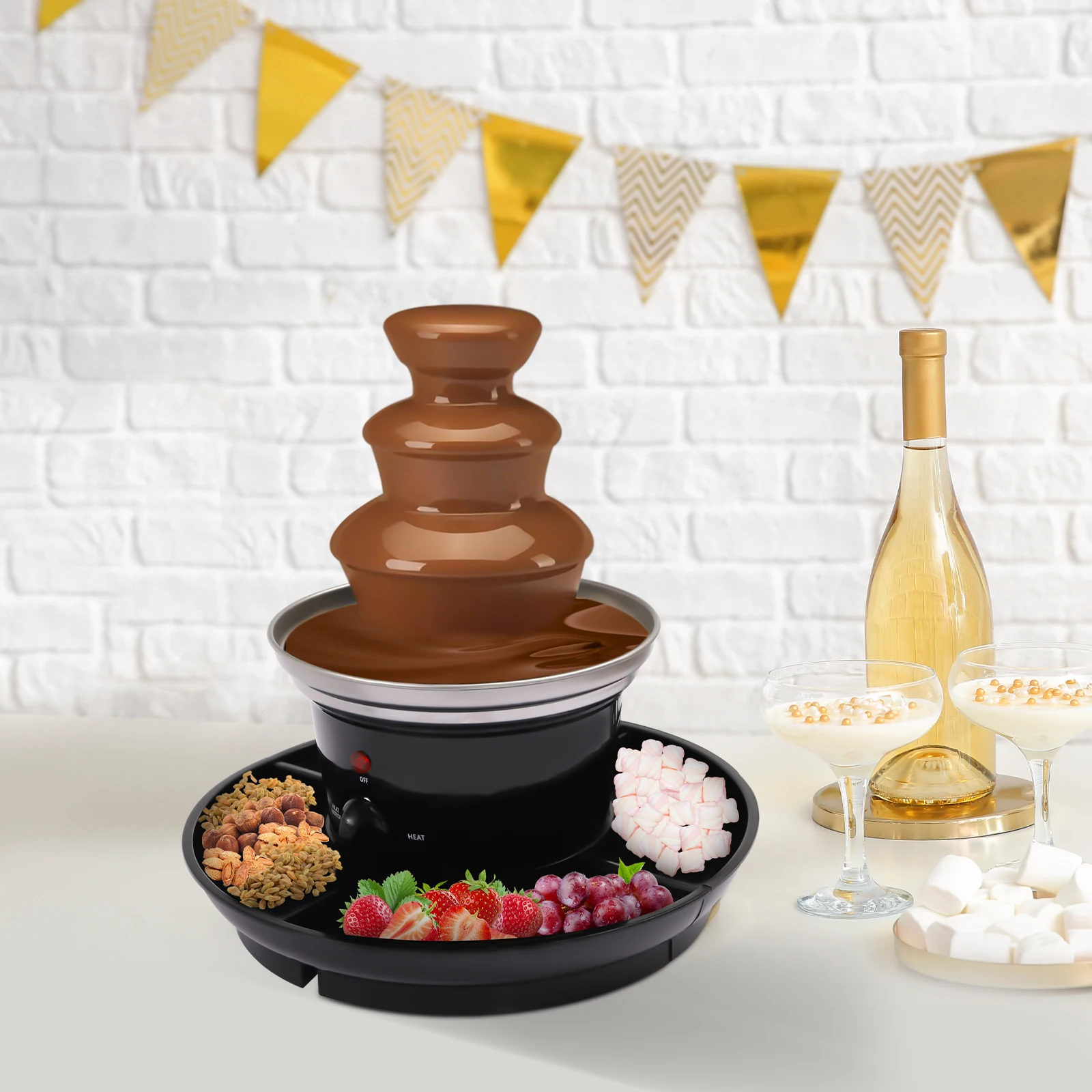 

120V 40W Chocolate Fountain ,Stainless Steel, 3-Tier Party Fountain with Fruit Plate, Chocolate Fondue Fountain