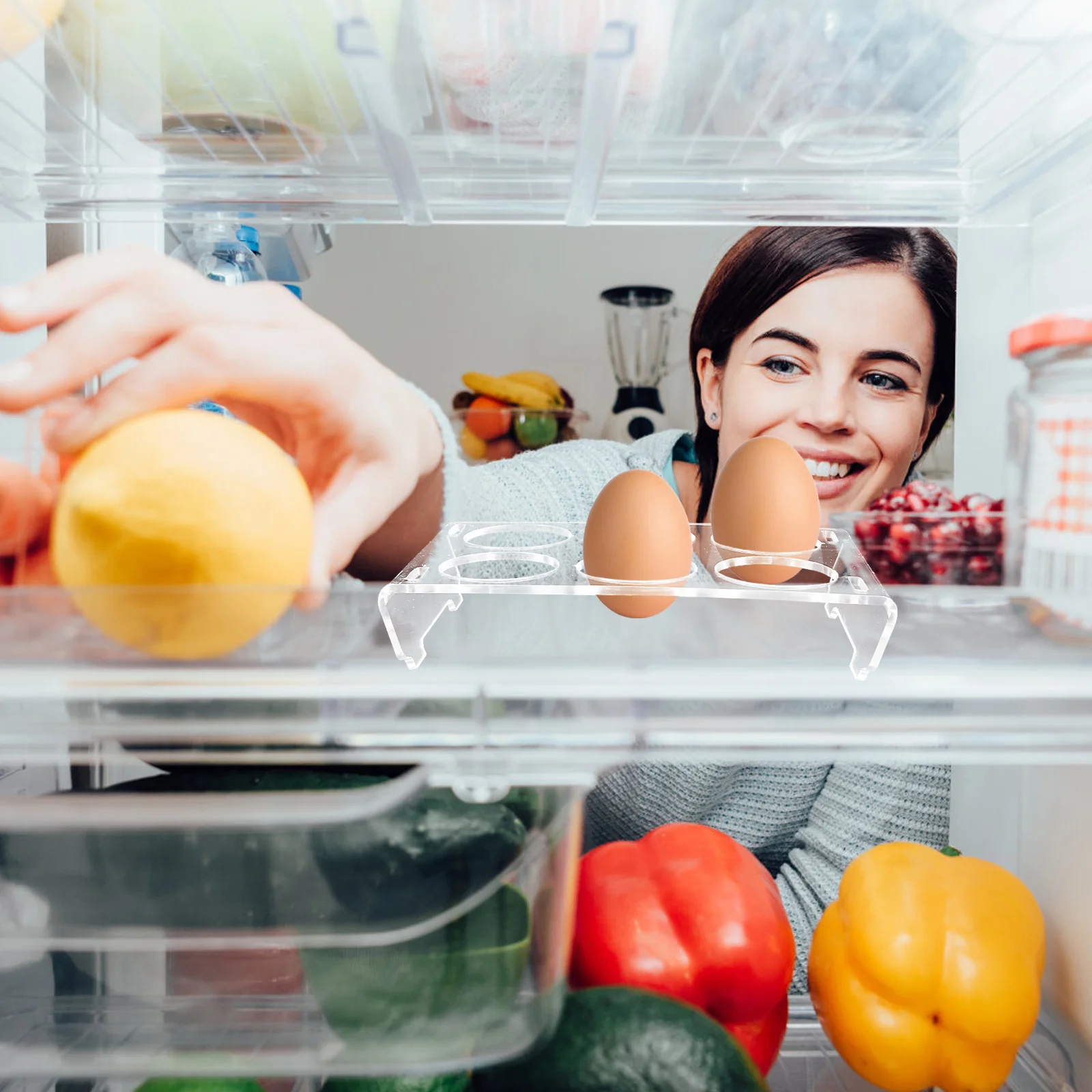 

1Set Refrigerator Egg Holder Large Capacity Acrylic Organizer Durable Storage Container for Kitchen and Dining