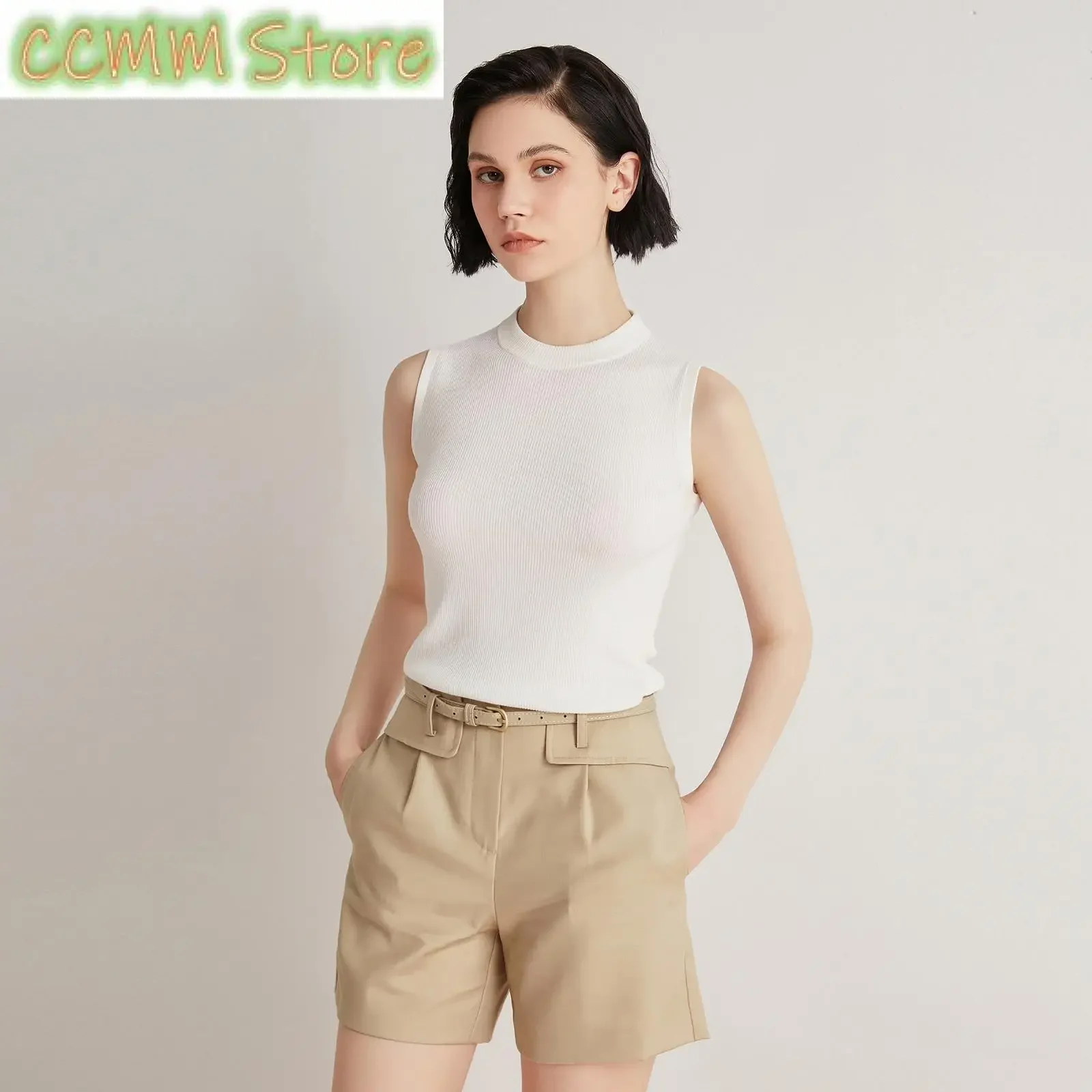

Summer Thin Women's luxury Brand Clothes High Quality Silk Merino Sweater Wool Knitted Vest For Ladies