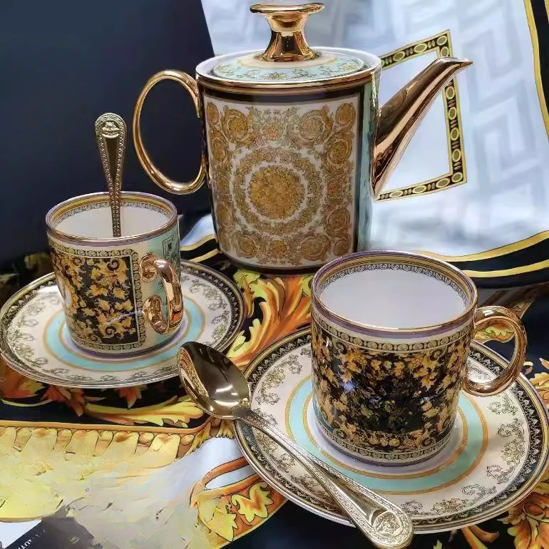 

European small luxury bone china coffee cup set retro afternoon tea ceramic cup