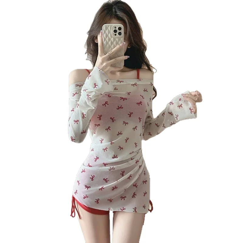 Yan 2026 Summer New Style Cover-Up Swimsuit for Women, Three-Piece Set, Slimming, Fashionable, Stylish, with Bow