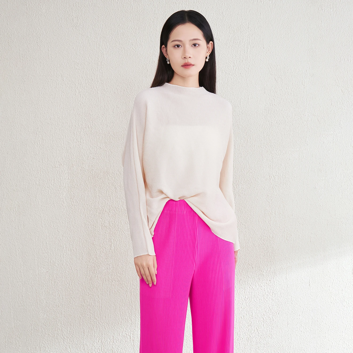 Factory Direct Sales High Quality Miyake Spring and Summer Shirt 100% Polyester Pleated Casual Shirt