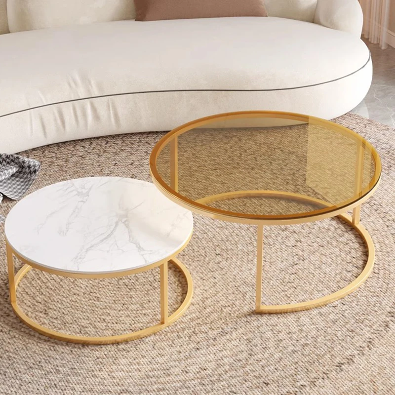 Design Modern Coffee Corner Luxury Makeup Vanity Gold Elegant Coffee Tables Floor Glass Table Basse Pour Salon Home Furniture