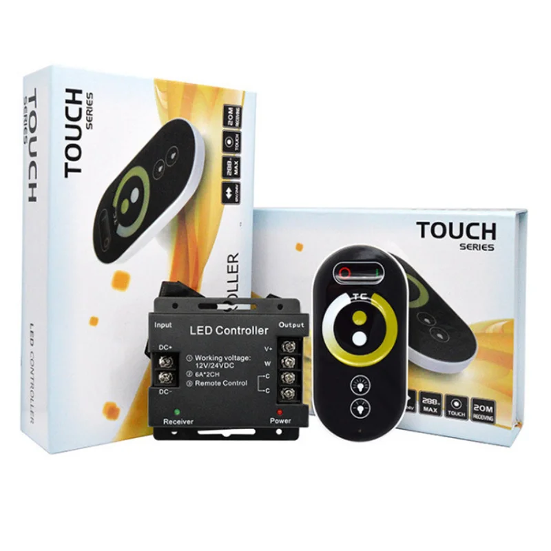 Controller LED DC12-24V LED Strip Light RF Touch Remote Controller per SMD COB Single Color CCT RGB Strip regola la luminosità