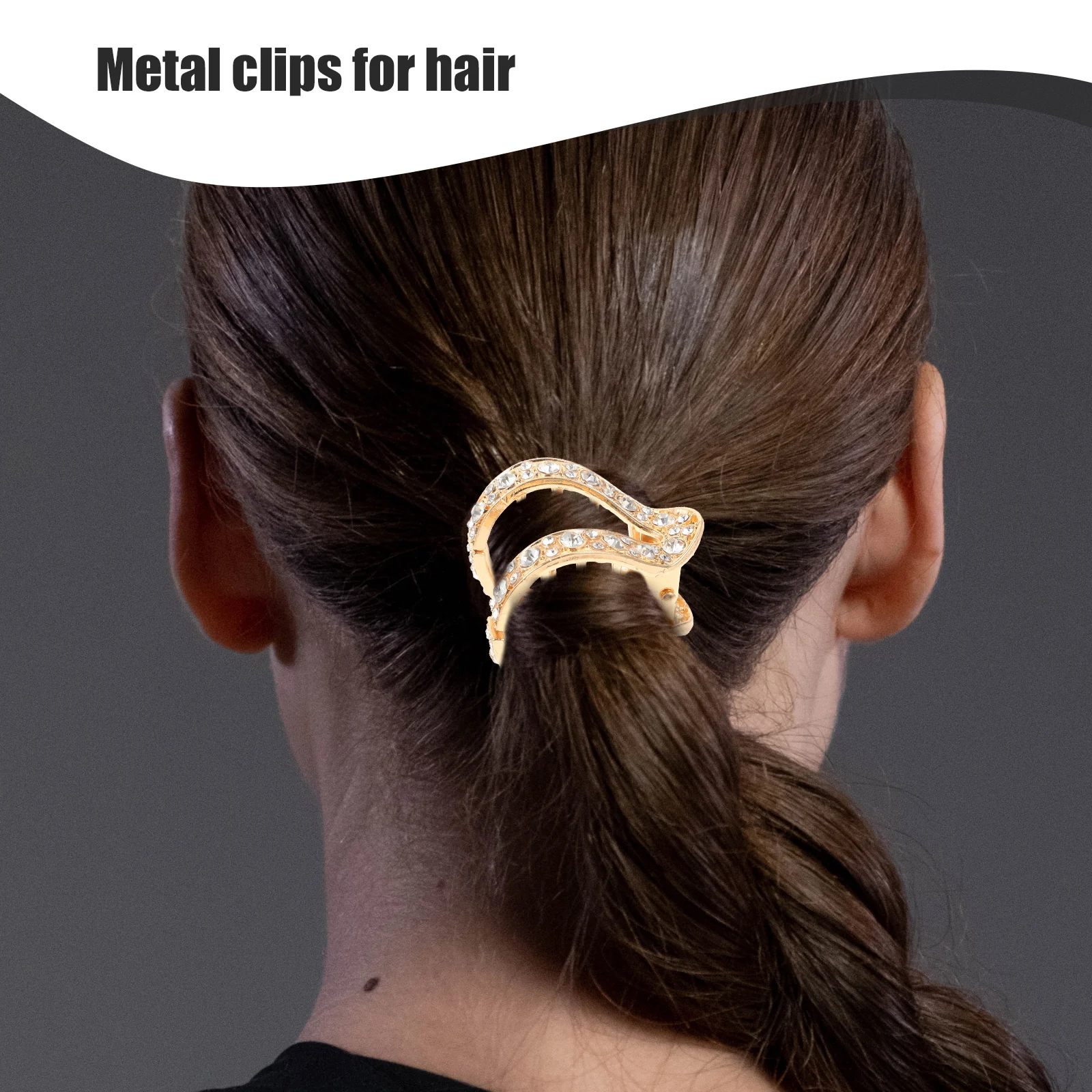 

Rhinestone Hair Claw Clips High Ponytail Holder Golden Small Bracket Accessories Metal Non Deform