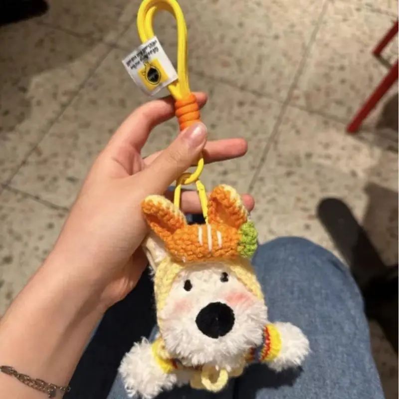 Cute Puppy Keychain Cartoon Small Dog Doll Keychain For Bag Pendant Creative Furry White Puppy Stuffed Animal Keyrings For Gifts