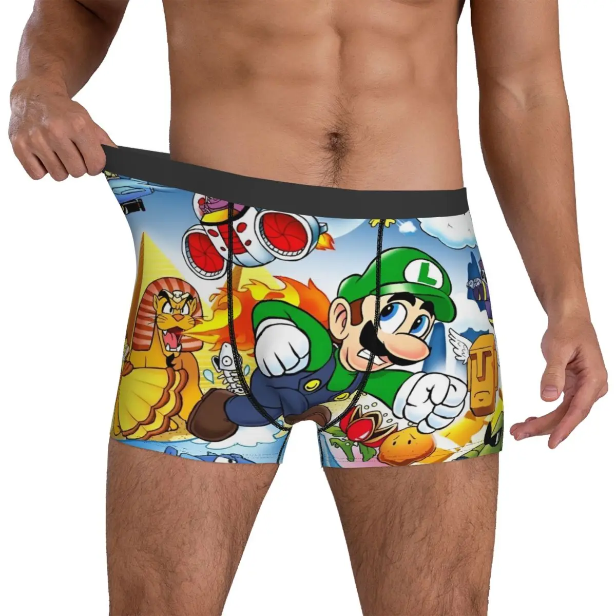 Super Mario Members Underwear Men Underpants Custom Comfortable Boxershorts Hot Sale Shorts Briefs Plus Size 2XL