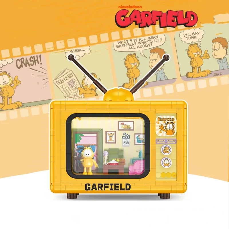 Garfield Series Building Blocks Convertible Car TV Model Bricks Creative Desktop Ornaments DIY Toys For Kids Holiday Gifts