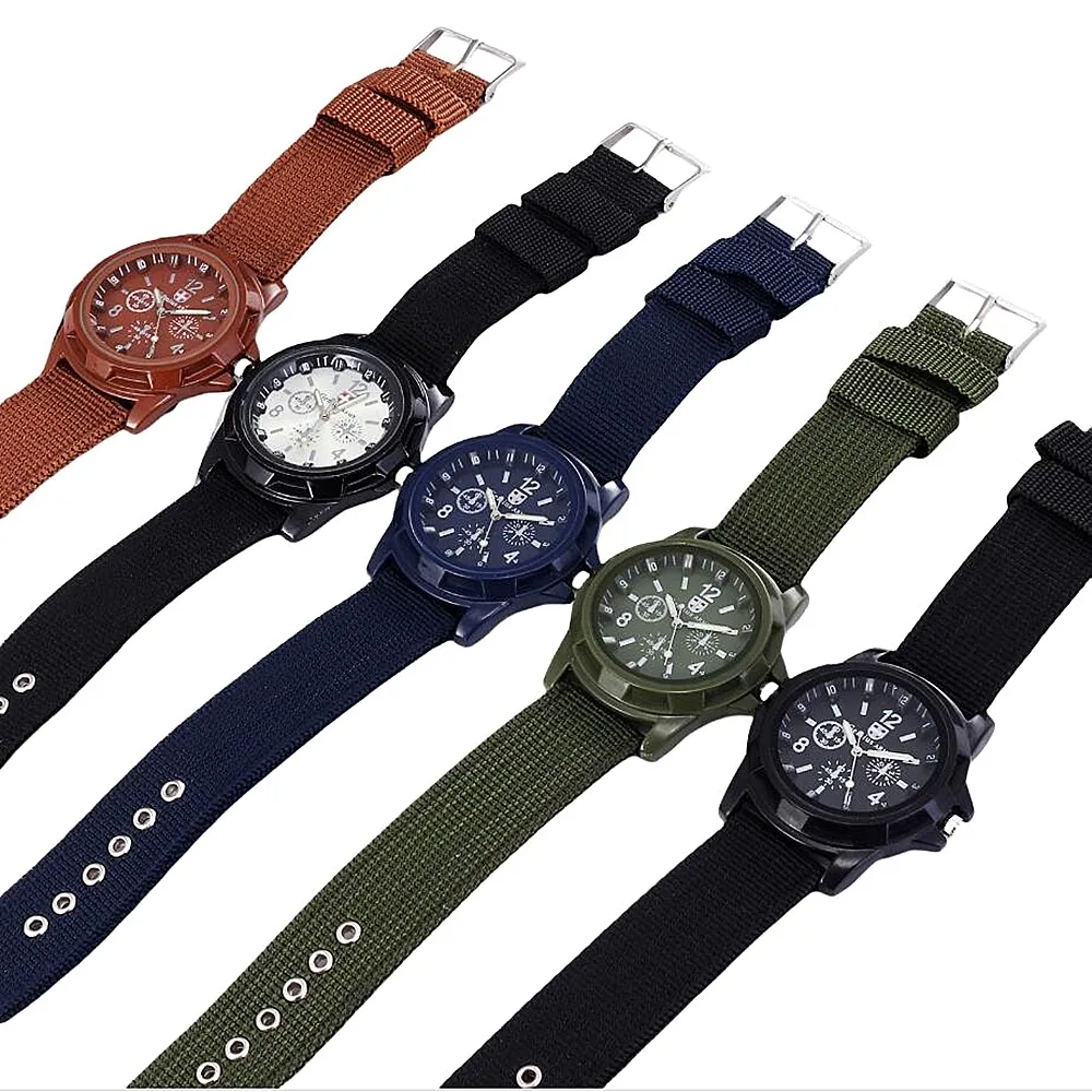 

Soft Nylon Band Male Clock Watch Relojes masculino Geneva Watches Unisex Quartz Sport Wristwatch