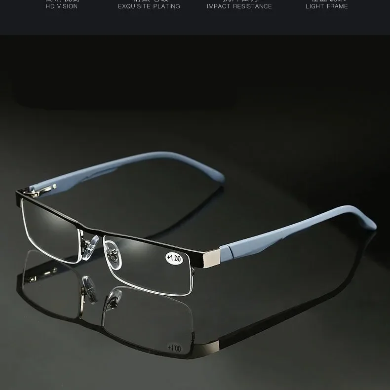 Halbrahmen Lesebrille Herren Business Halbrandlose optische Metallbrille Presbyopie Brillen – Detail 7