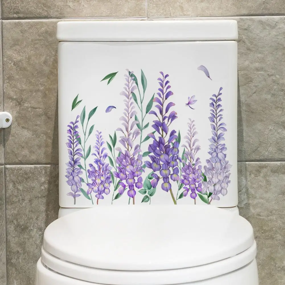 Wisteria Vine Toilet Sticker Removable Self-adhesive Waterproof PVC Living Room Wall Art Bathroom Toilet Lid Decoration Decal