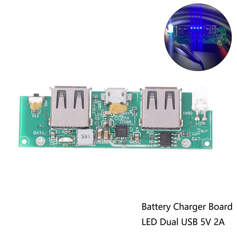 Dual USB 5V Mobile Power Motherboard, EDP2339 Controle Principal, Telefone Power Bank Circuit Board com Luz LED, DIY Acessórios