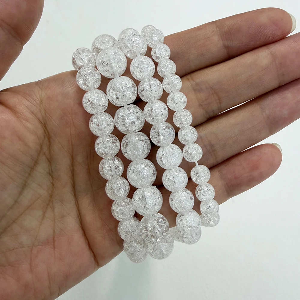 Natural White Snow Cracked Crystal Stone Beads 15