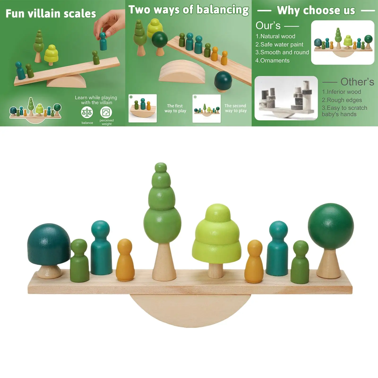 

Wooden Balance Scale Toy Skill Motors Developing Intelligence Activity Puzzles Doll Balance for Children Kids Gifts