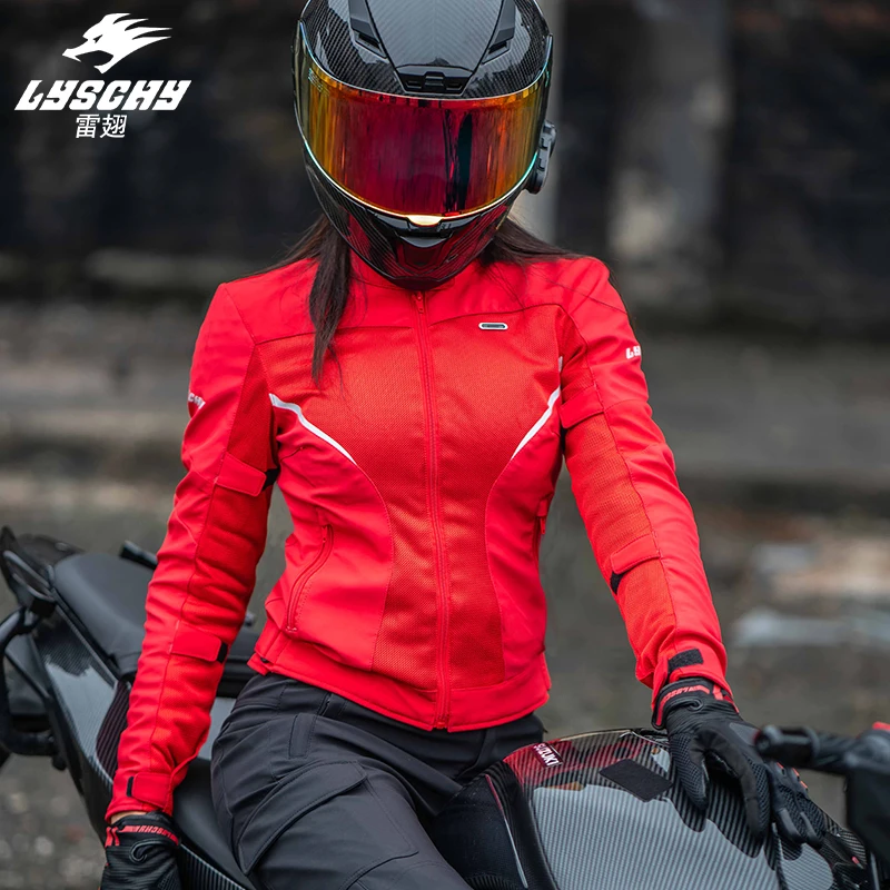 

LYSCHY Girls Motorcycle Riding Jacket Summer Mesh Breathable Casual Riding Clothing Built-in CE Fall Crash Rider Jacket