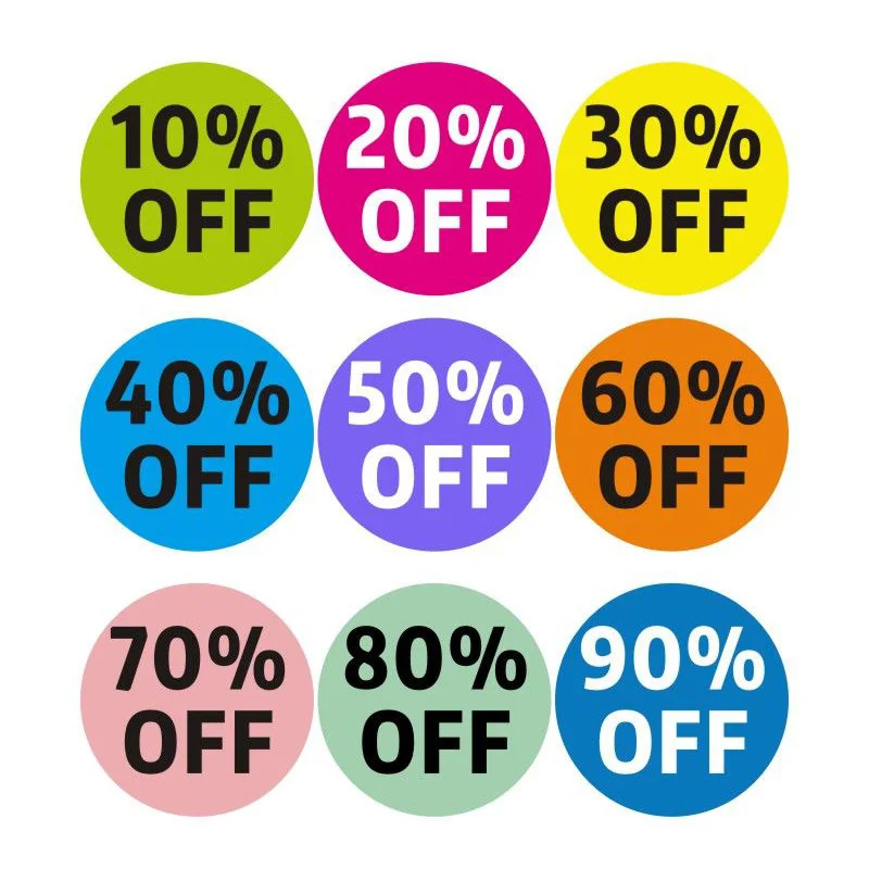 

490 шт. 2,5 см красочные ценовые этикетки со скидкой, круглые клейкие бумажные наклейки, розничный магазин, рекламный знак, инструмент
