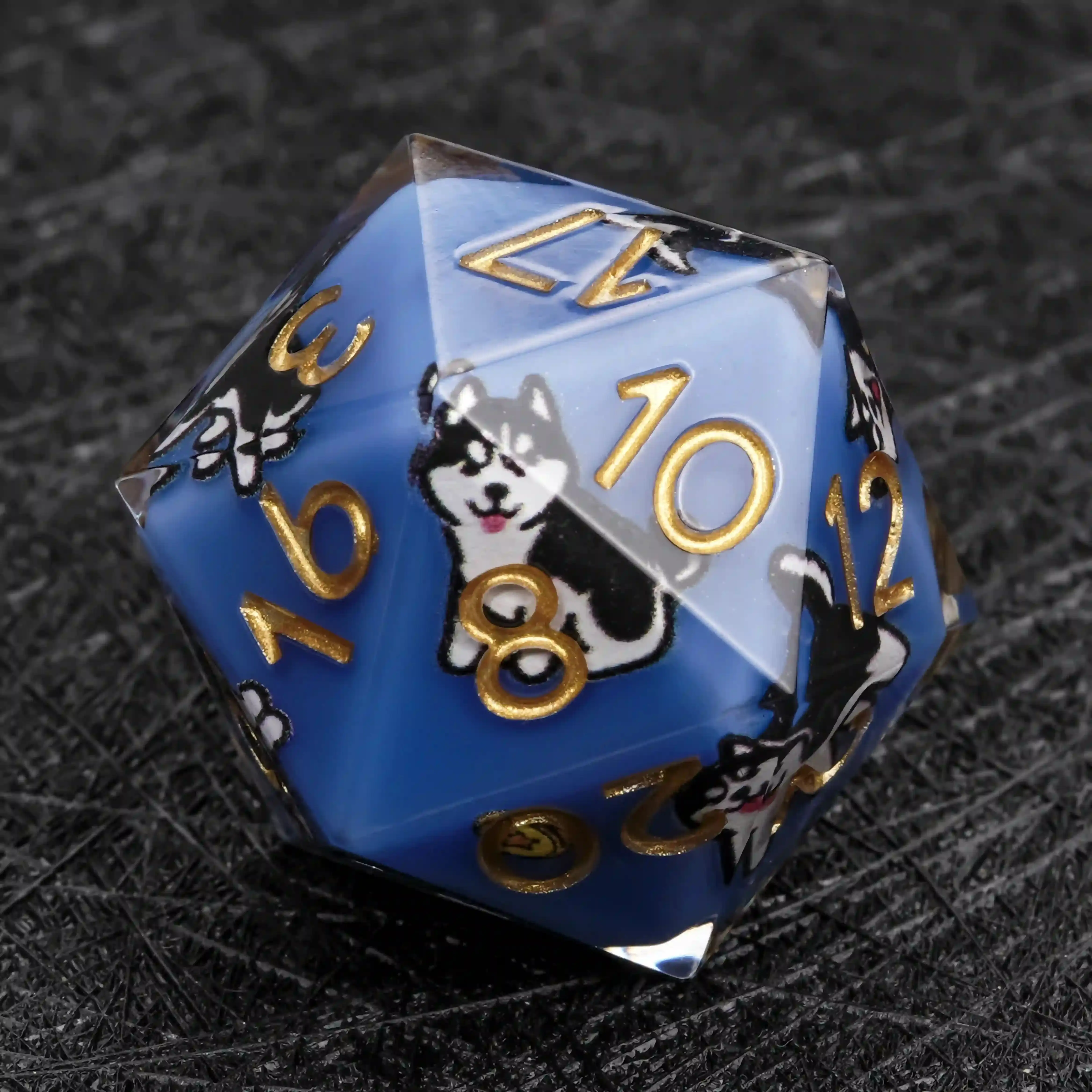 

1-7Pcs Huskies DND Dice Cute Dog Blue Glitter Resin Dice Set Multi-sided Polyhedral Dice for D&D Game COC Role Playing RPG Table