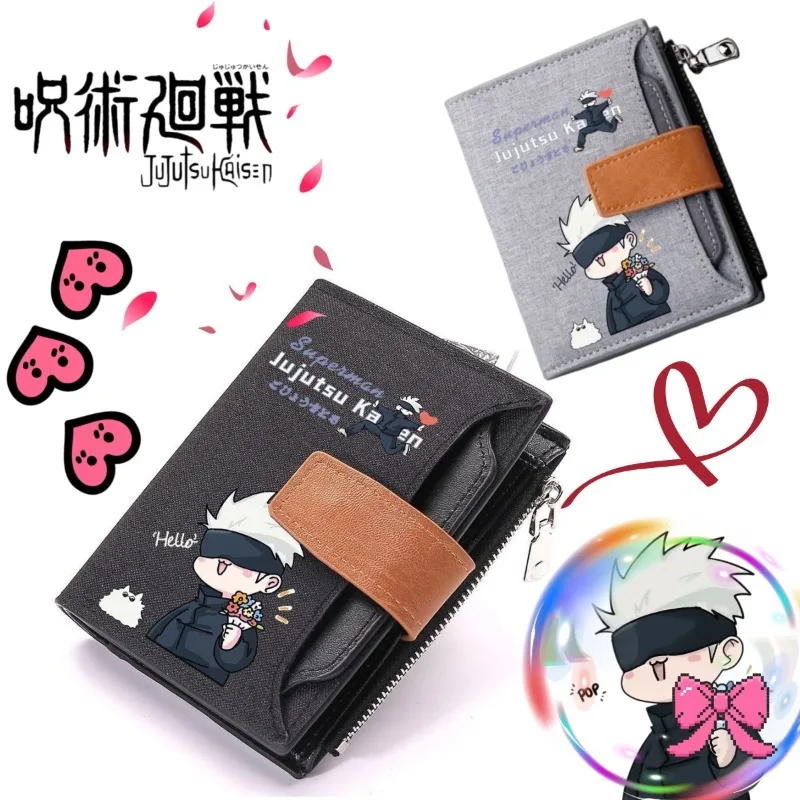 Anime Gojo Satoru Kurze Geldbörse mit großem Fassungsvermögen, mehrere Kartenfächer, modisches, schlichtes Design, Münzgeldbörse für Fans