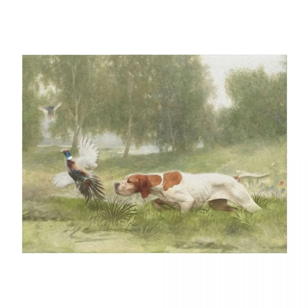 

Pheasant Hunting with Pointer Throw Blanket Flannels Moving Cute Plaid warm winter Blankets
