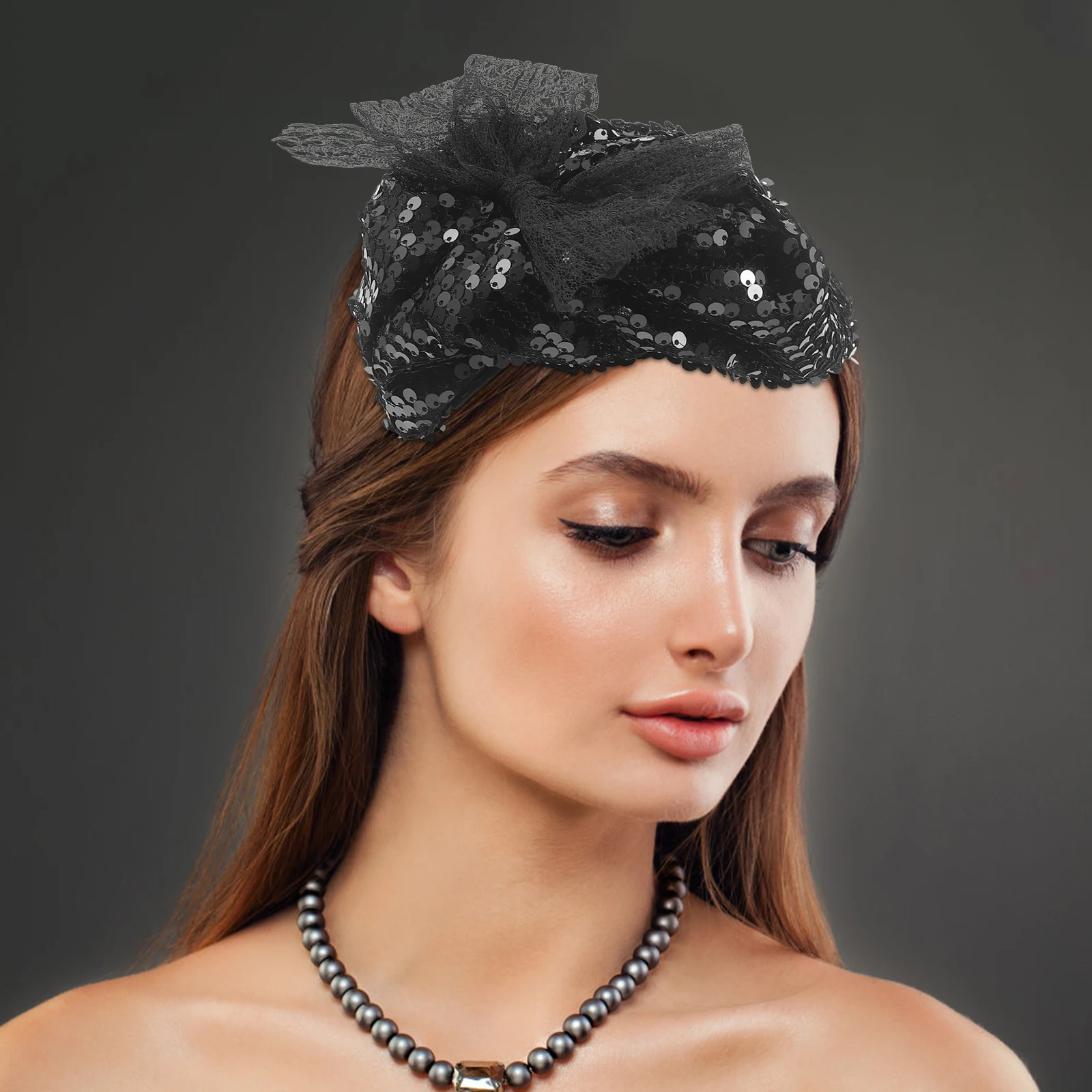 

Sequin Fascinator Hat Headband Lightweight Elegant Wedding Banquet Party Hair Accessory Women Fascinators Hairband Tea Party