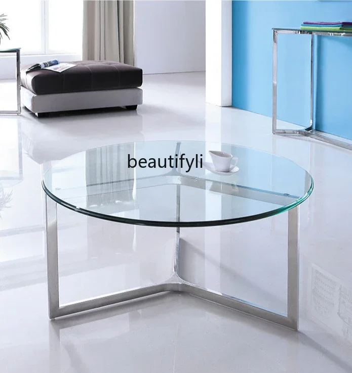 

Итальянский минималистичный круглый журнальный столик из нержавеющей стали для гостиной, дома, маленькой квартиры, светильник, роскошный дизайнер высокого класса