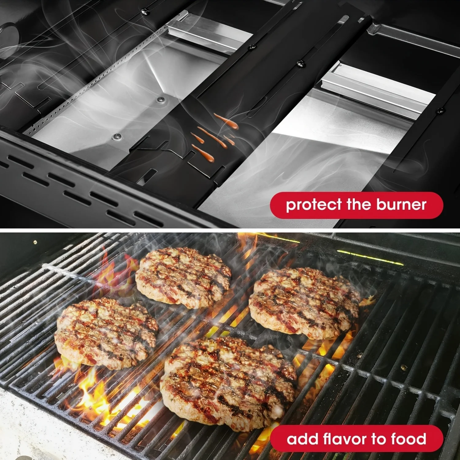 Universal Replacement Heavy Duty Adjustable Porcelain Steel Heat Plate Shield, Heat Tent, Flavorizer Bar, Burner Cover