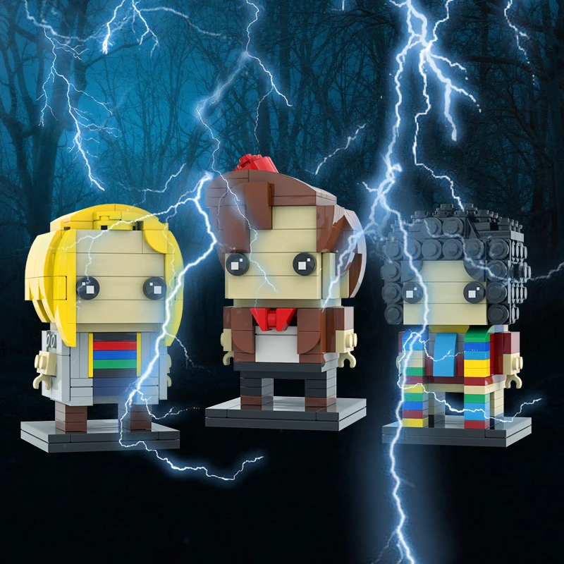 Bricklink Movie Doctors Whoed Action Figures Brickheadz Daleked and Telephone Booth Time Machine Tardised Building Blocks Toys