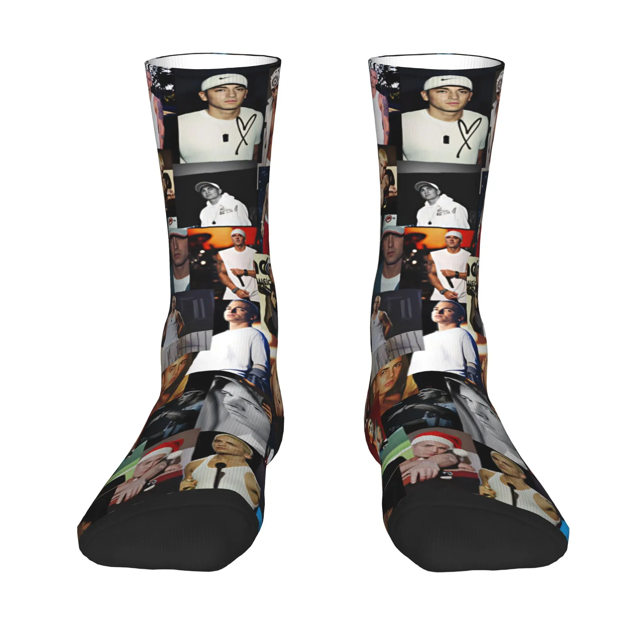 Pop Music E-Eminems Collage Dress Socks for Men Women Warm Funny Novelty Hip Hop Rapper Crew Socks