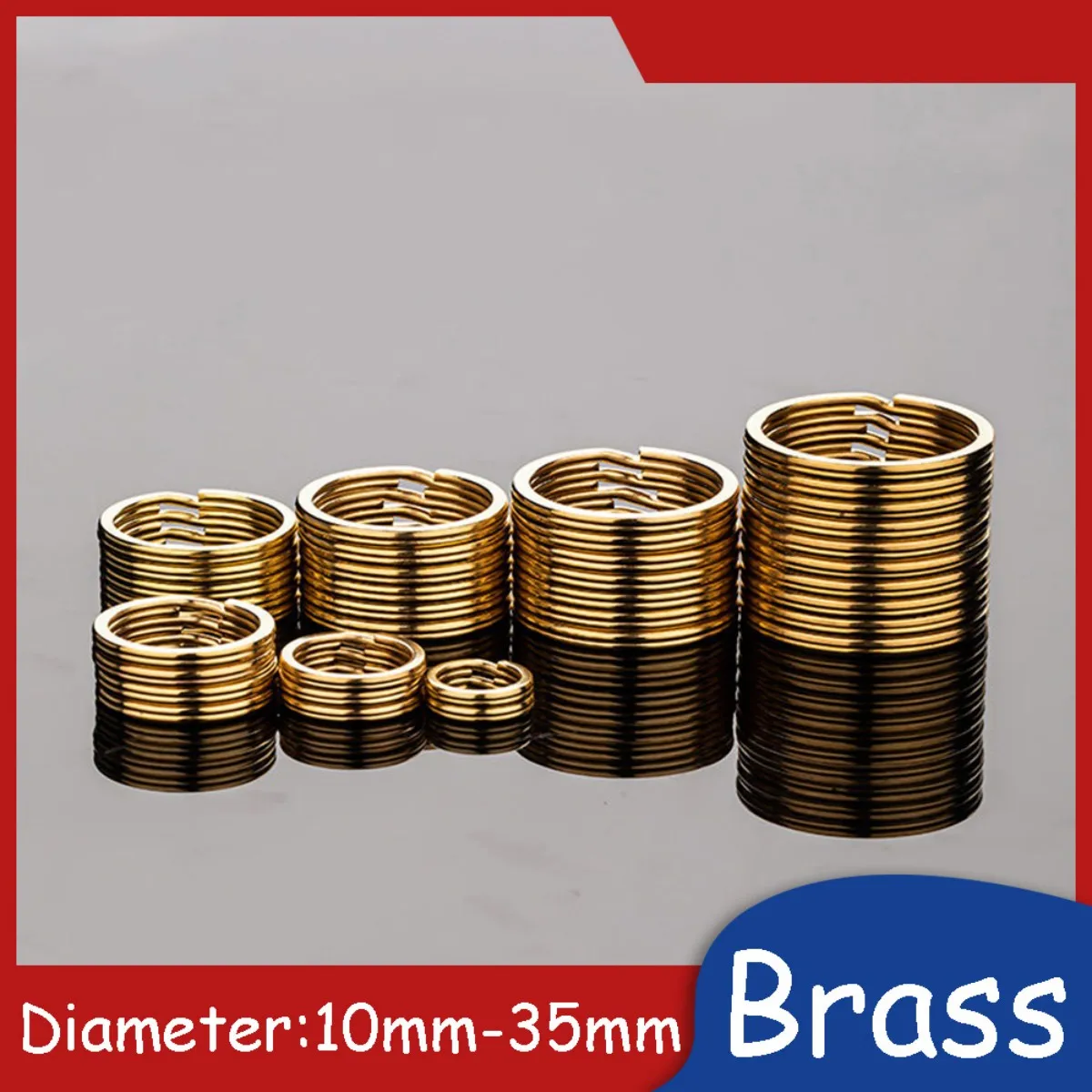 Brass Split Ring Key Loop Link Hoop Craft Finding Round / Flat Wire Metal Rings 10mm-35mm Out Diameter