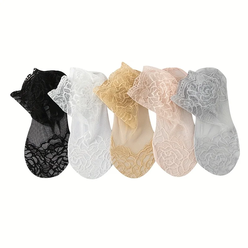 

1 пара женских кружевных носков - прозрачные дышащие тонкие носки, модные полупрозрачные летние носки