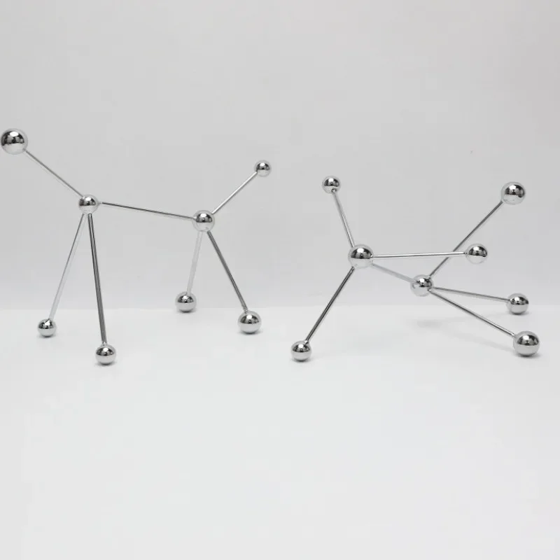 Modern Simple Point-and-line Ball Geometric Molecular Ball Ornaments Metal Abstract Art Decorative Ornaments Home Decorations