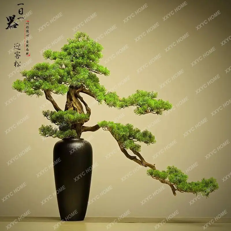 Artificial Greeting Pine Decoration Hallway Living Room Office Green Plant Potted Home
