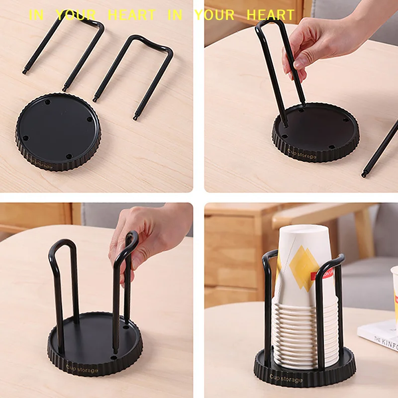 Plastic Dispenser Mug Display Stand Organizer Supplies Home Organization Disposable Cup Storage Holder Rack Shelf Water Tea Cups