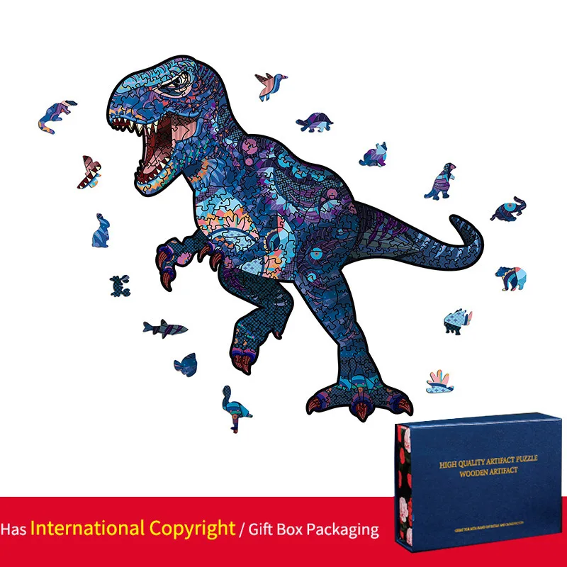 Cartoon Tyrannosaurus Rex Houten Kleur Puzzel Voor Kinderen Puzzel Volwassen Decompressie Speelgoed Vakantie Creatief Cadeau Pakket