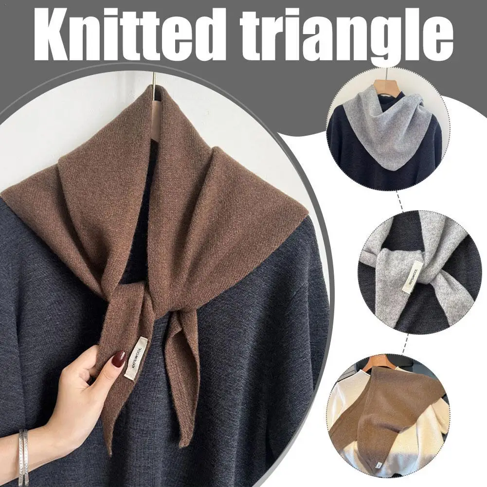 

Модный британский треугольный шарф-хиджаб, нишевый корейский вязаный треугольный шарф, женский зимний теплый платок, шаль, шейный платок