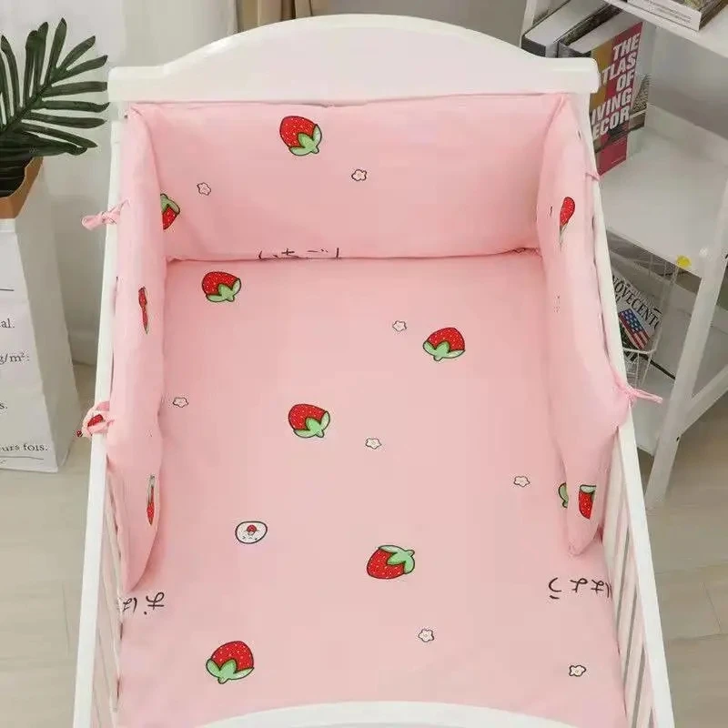 Thicken Removable Washable Crib Surround  Cute Print Baby Bed Anti-collision Fence One-piece Cotton Child Protection Bed Surroun