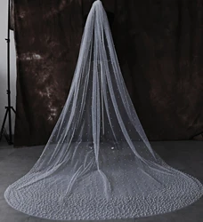 YouLaPan V10 Royal Pearl Wedding Veil Cathedral Veil Bride Long Beaded Veils White Ivory Wedding Veils with Comb Luxurious