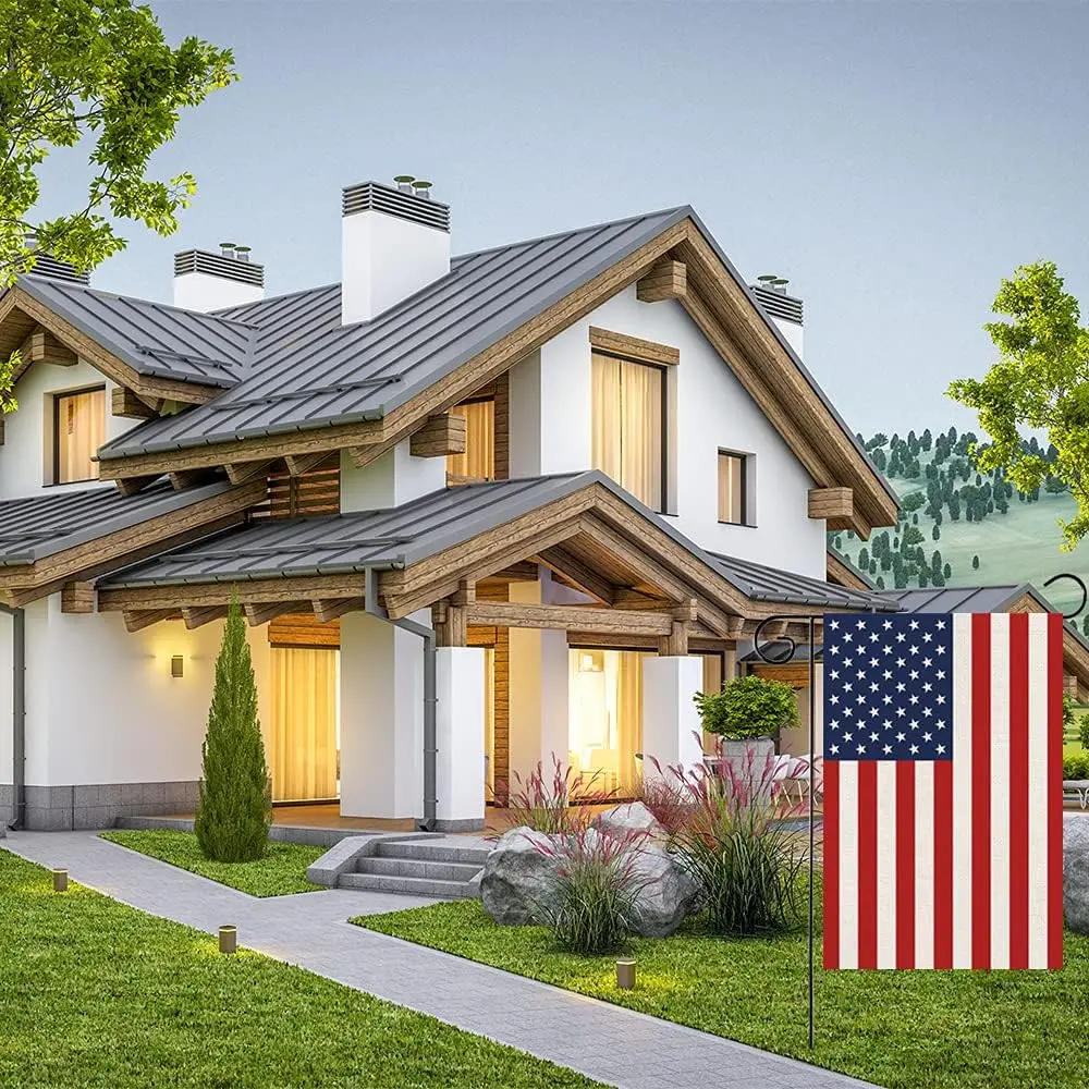 shenyue American Flag Double Sided American Garden Flag Thick Weatherproof Burlap US Stars and Stripes Patriotic US Garden F jjp